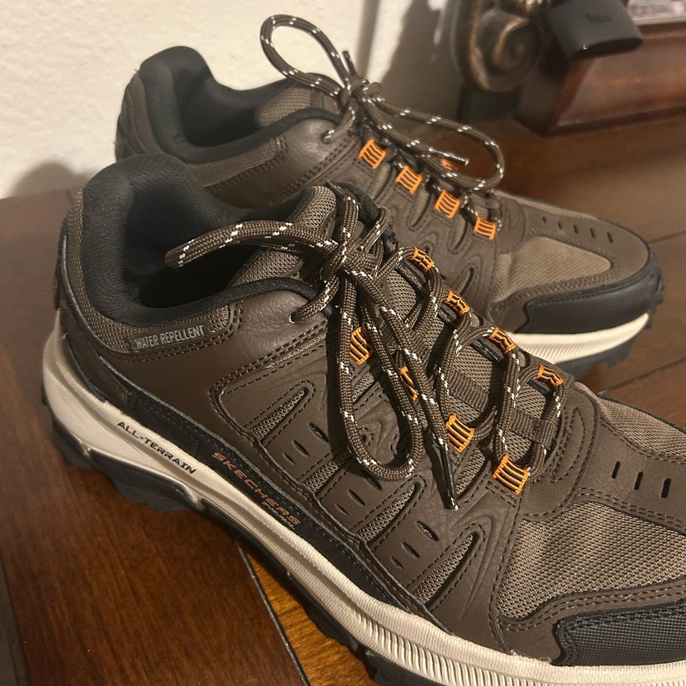 Skechers Brown and Orange Athletic Shoes with Rugged Sole and Breathable Design